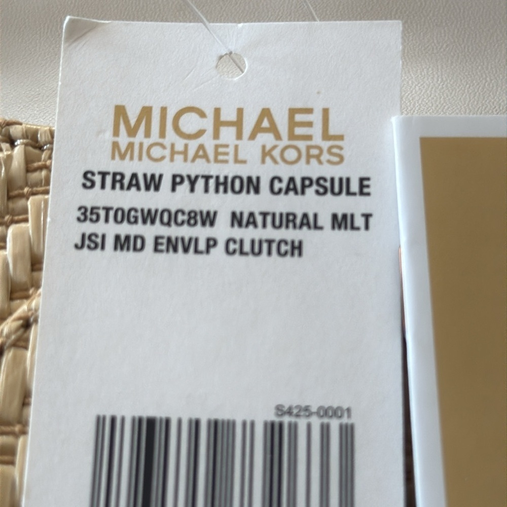 Michael Kors straw python capsule envelope clutch. - image 8